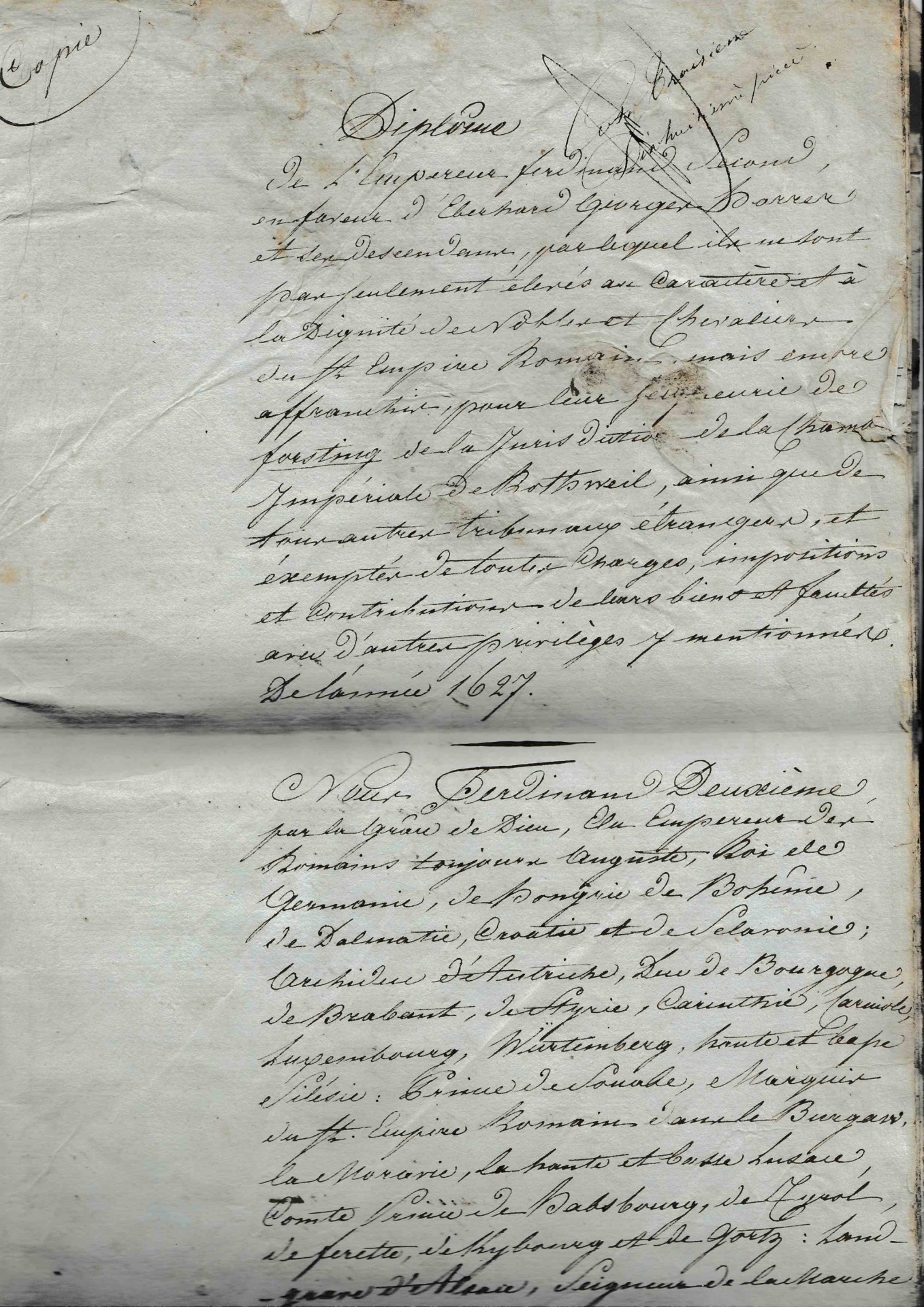 Doc 1a : Diplôme d'anoblissement p.1